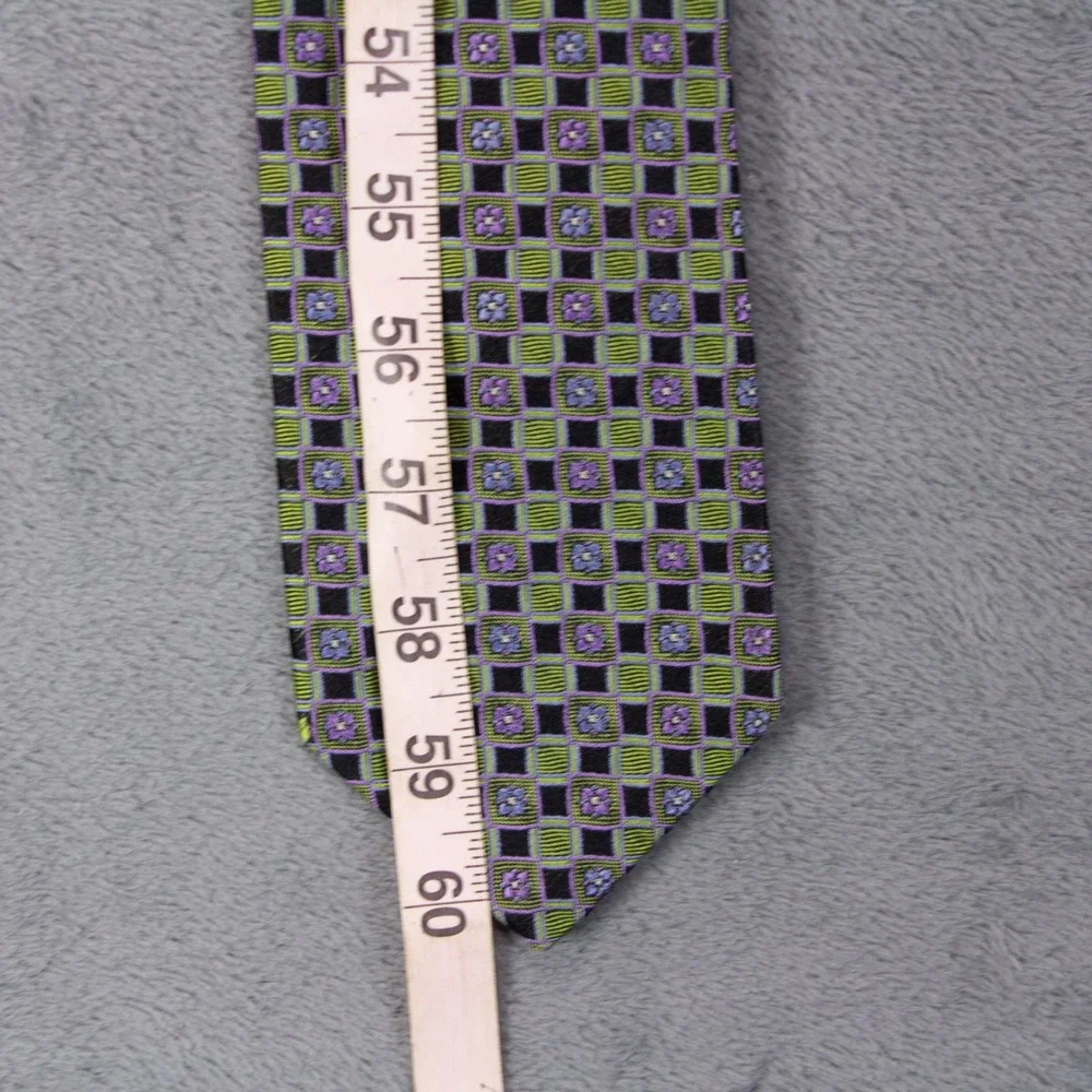 Robert Talbott‎ Best of Class Mens Silk Tie Green Purple Geometric Floral